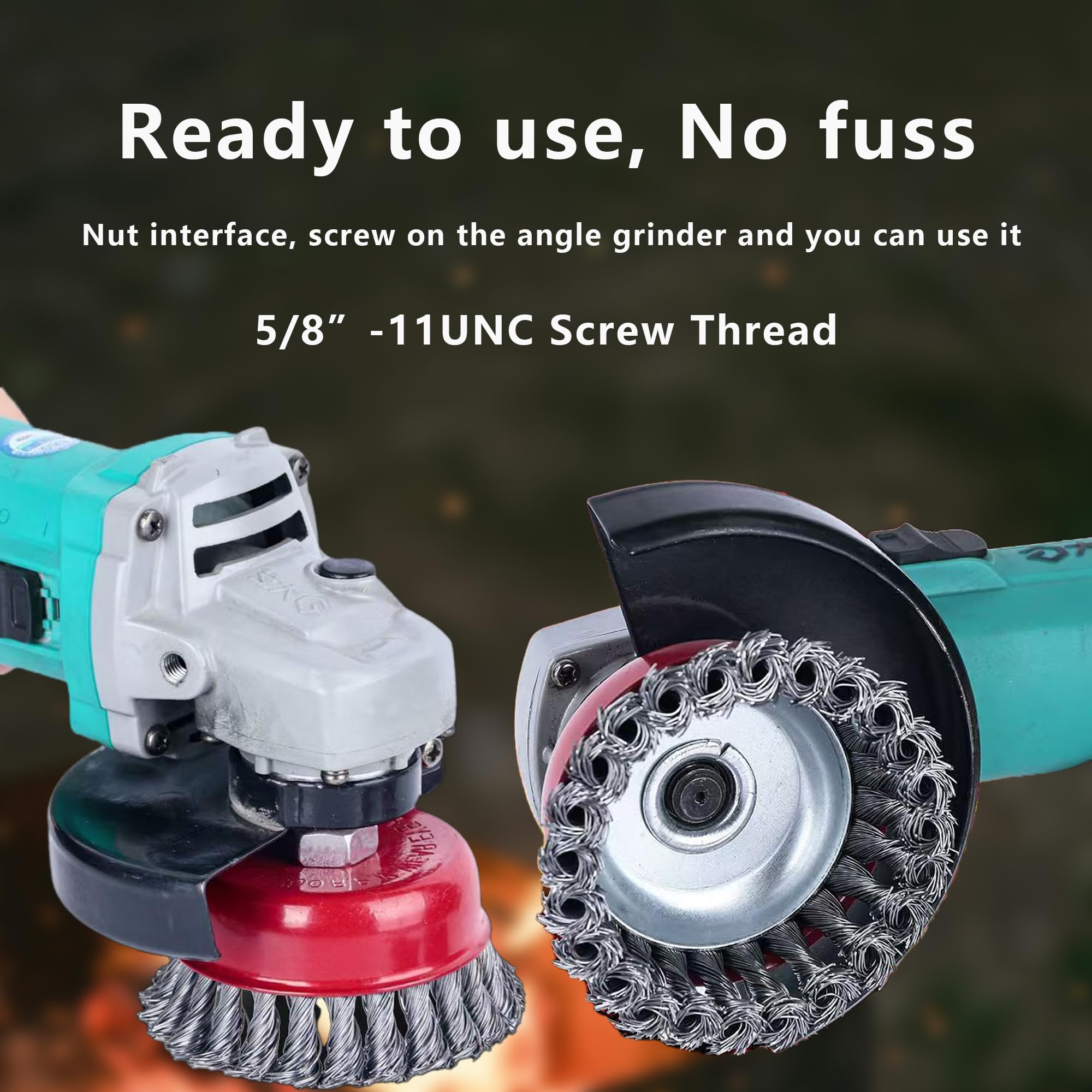 Angle Grinder Wire Wheel Brush Set - Rust Removal -3