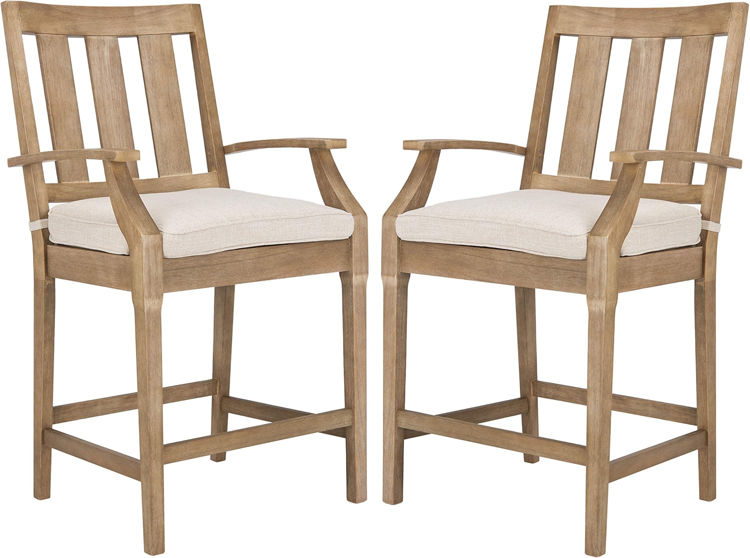 Couture Patio Collection San Salvador Natural and White 24.5-inch Patio Counter Stools (Set of 2)