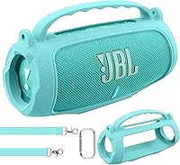 Vista 17 de co2CREA Funda de silicona para altavoz Bluetooth portátil JBL Charge 5, impermeable, con correa para el hombro, funda protectora suave de viaje