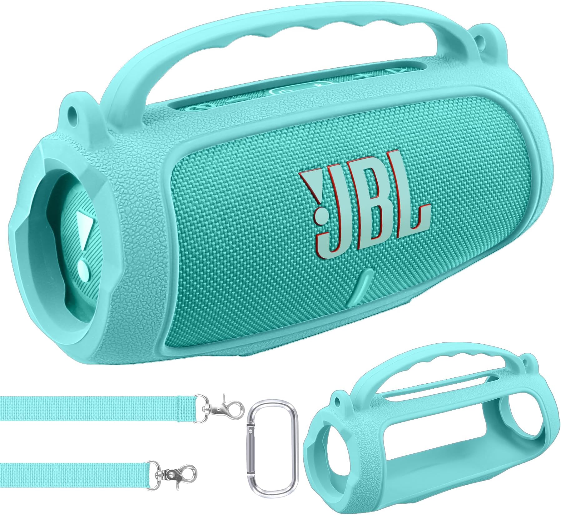 co2CREA Case Silicone for JBL Charge 5 WiFi and Portable Bluetooth Speaker, Portable Ultra-light Protective Sleeve with Carabiner and Shoulder Strap