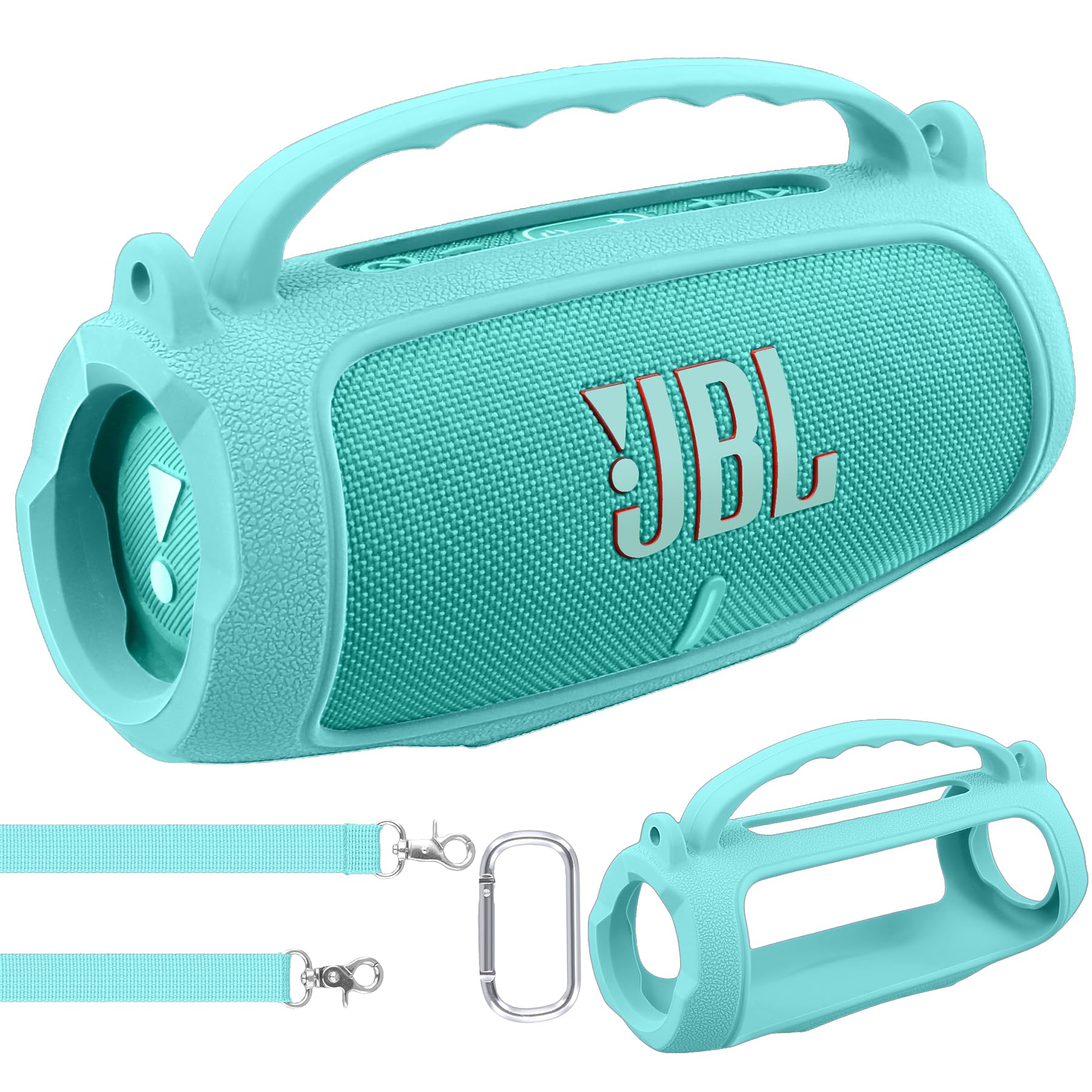 co2CREA Case Silicone for JBL Charge 5 WiFi and Portable Bluetooth Speaker, Portable Ultra-light Protective Sleeve with Carabiner and Shoulder Strap