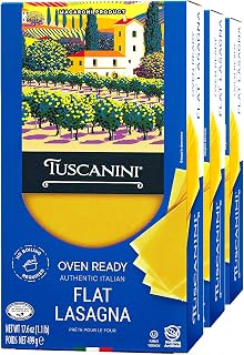 Tuscanini Oven-Ready Authentic Italian Flat Lasagna Sheets 17.6oz (3 Pack) - Premium Durum Wheat, No Boil