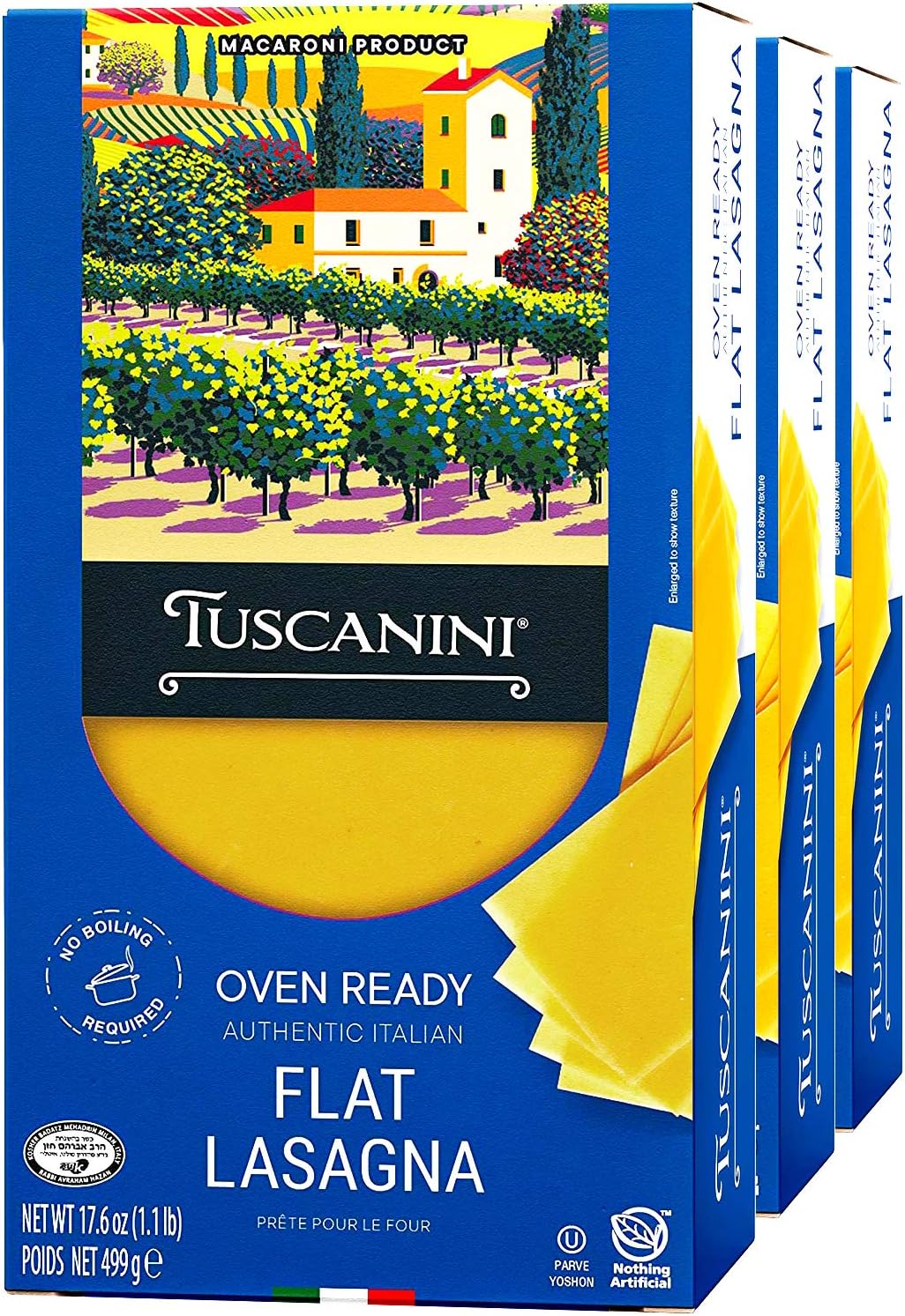 Tuscanini, Oven Ready Authentic Italian Flat Lasagna 17.6oz (3 Pack) Made with Premium Durum Wheat