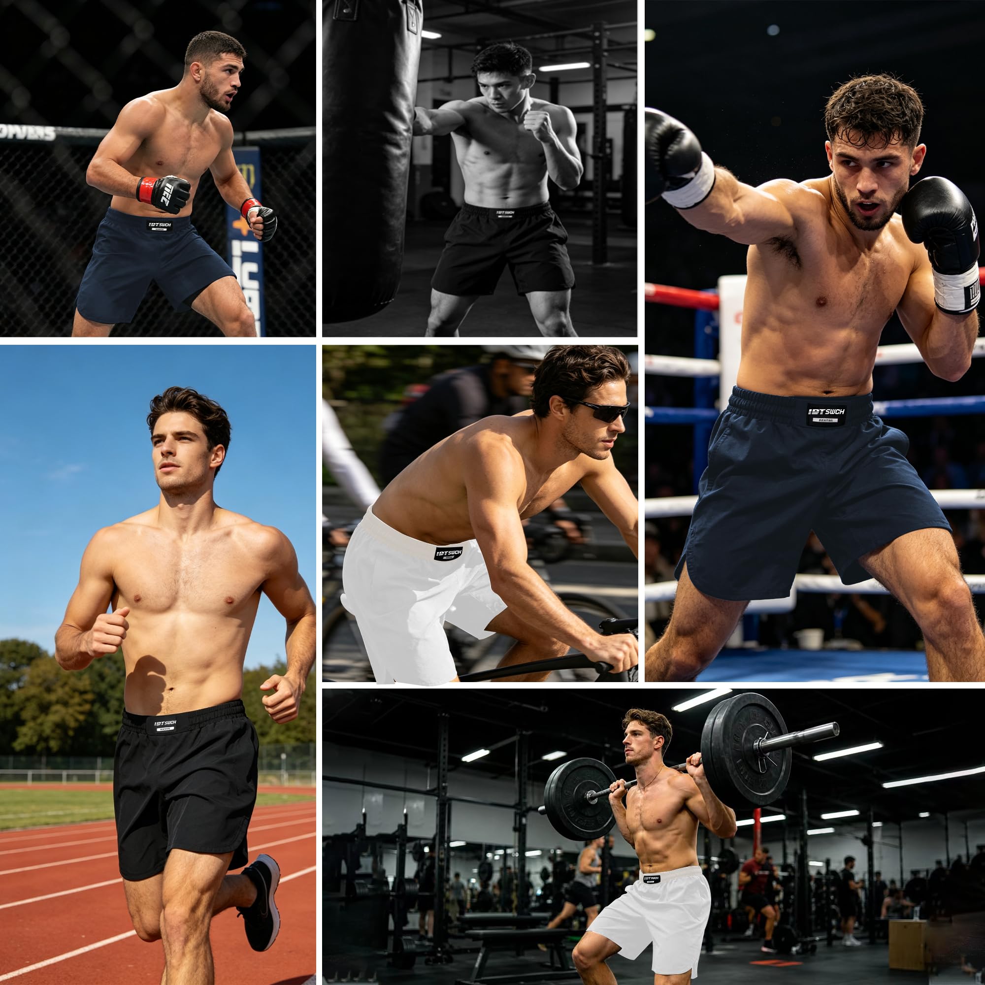 Idtswch MMA-Shorts für Herren – No-Gi-BJJ-Grappling-Shorts für Muay Thai, Boxen, Kickboxen, Kampf, Wrestling & Combat-Training