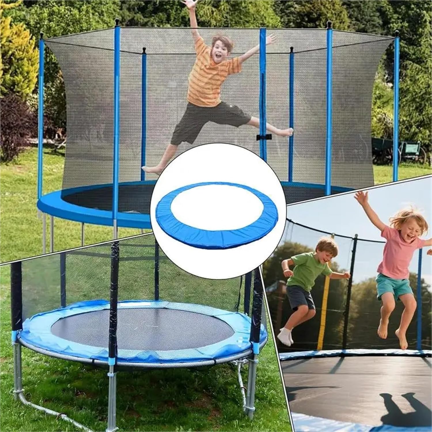 Premium Trampoline Pad 6/8/10 Feet Trampoline Protection Mat Safety Pad Round Spring Water-Resistant Protective Cover Home Sport Accessories for Bouncing Surface