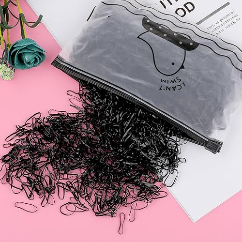 Miniatura 3 de Lusofie 2500 bandas elásticas negras para el cabello, mini bandas elásticas para el cabello, bandas de goma para niños pequeños, niñas, niños,