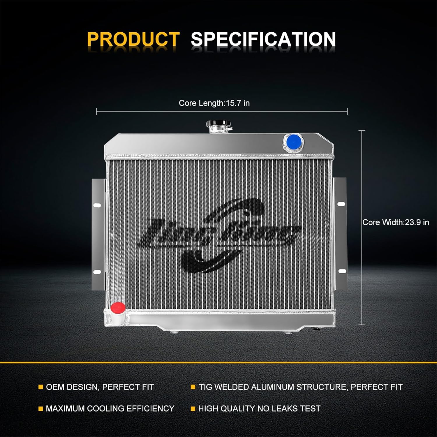 CU583 3-Row Race Radiator Compatible with 1972-1986 Jeep CJ5 CJ6 CJ7 Scrambler 3.8L 4.2L 5.0L,All Aluminum Radiator