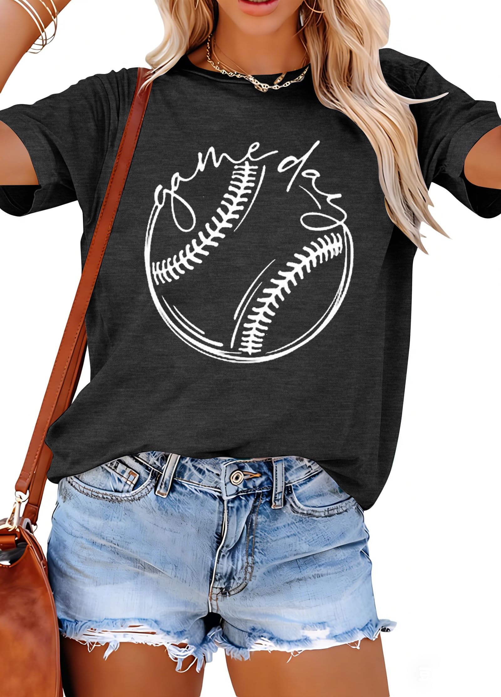 Baseball Shirt Women Baseball Mom Shirts Funny Game Day Baseball Graphic Tee Tops Casual Ball Short Sleeve Tee Top