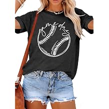 ALLTB Baseball Shirt Women Baseball Mom Shirts Funny Game Day Baseball Graphic Tee Tops Casual Ball Short Sleeve Tee Top