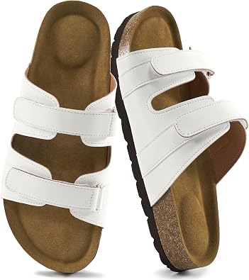 Alicegana Cork Footbed Sandals for Women - Comfortable Memory Foam Arch Support Slides 2026 Beach Vacation Essentials