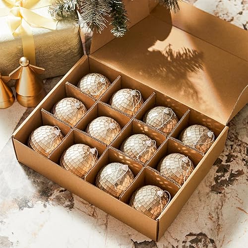 Miniatura 75 de DN DECONATION Deep Red Glass Christmas Ornaments, Set of 9, 3.15' Hanging Christmas Baubles for Xmas Tree Decoration, Wedding Party Gift