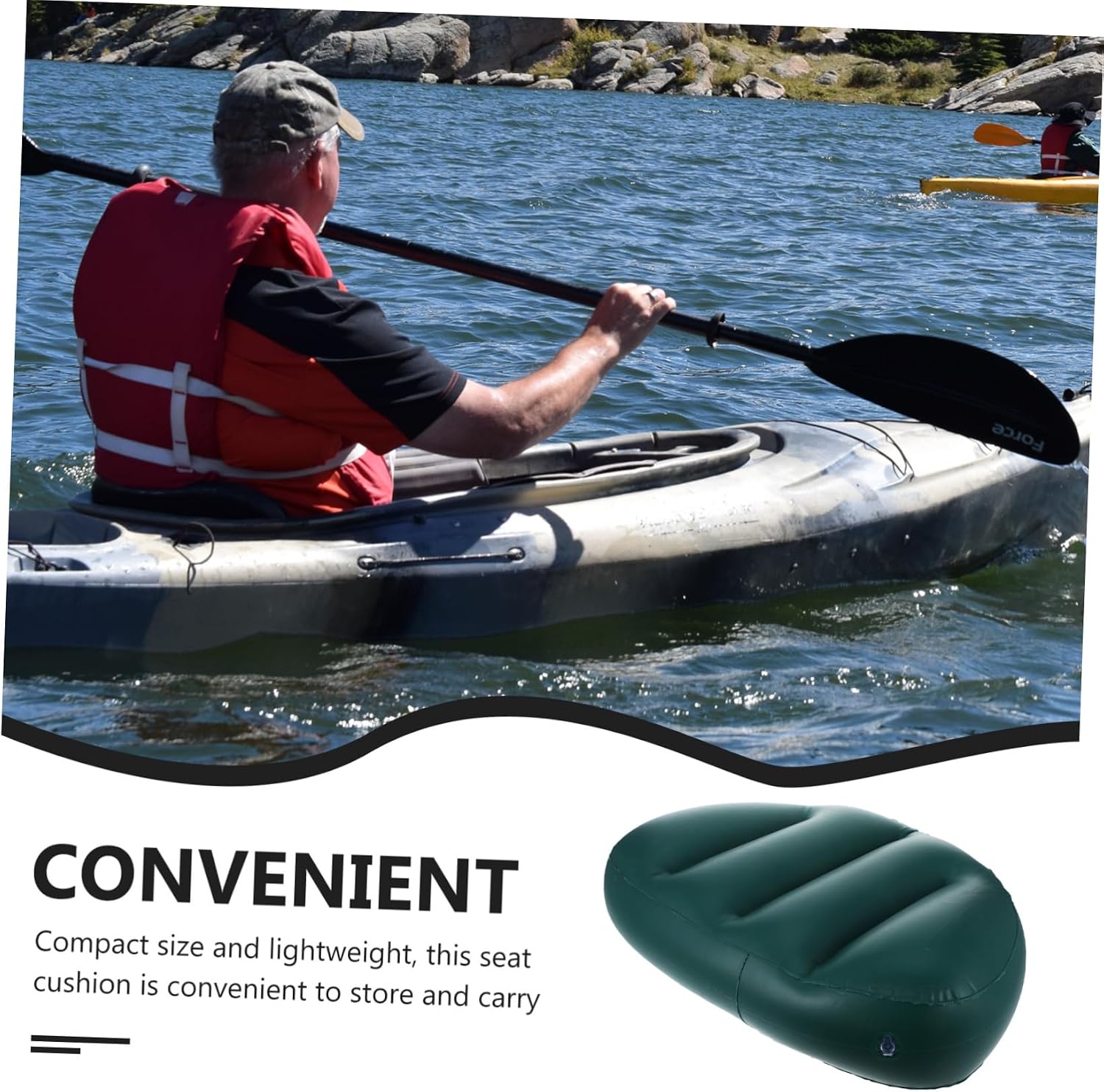 Kisangel Inflatable River Boat Cushion Portable Seating Cushion with Back Rest for Kayaking Fishing and Lightweight Reusable Easy to Store