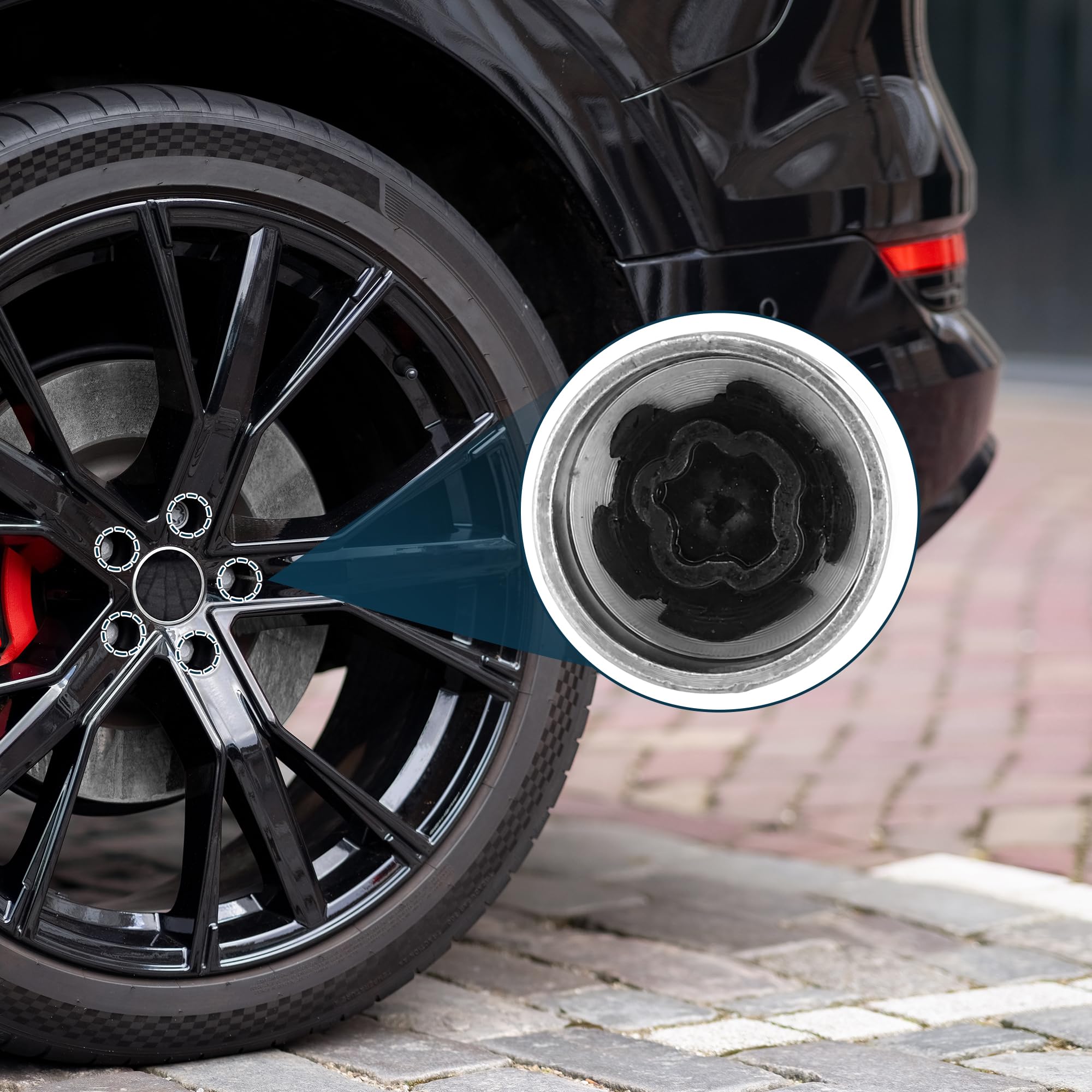 QUARKZMAN Écrou Antivol De Roue Type 041 Pour BMW X1 1 Set Métal | Pour BMW Série 2, Série 7, X3, X5, X6, Z4, Blanc, Blue, Métal, 28.5x36.4mm, Résistant À L'Usure, Durable, Anti-Rouille