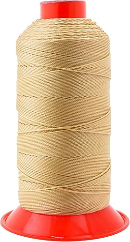 Miniatura 847 de Mandala Crafts Hilos de coser resistentes de nailon consolidado, hilo para tejer jeans de cuero, hilos de tapicería marina al aire libre, Beige