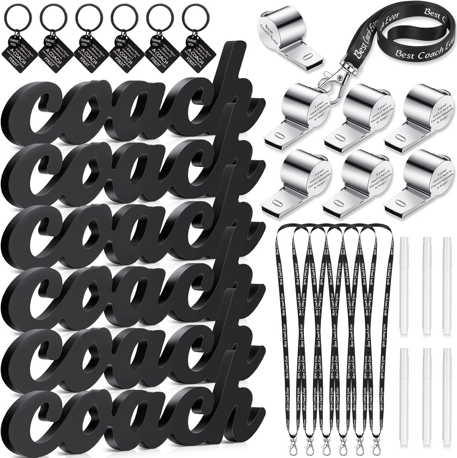 Sratte Thank You Coach Gift Including Wood Sign Appreciation Keychain Whistles Pen for Coach Gift Ideas