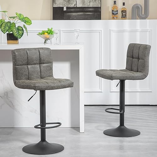 Miniatura 12 de Finnhomy Juego de 2 taburetes de bar dorados de tela de terciopelo, taburetes de bar giratorios con reposapiés y respaldo grueso en forma de L, Base