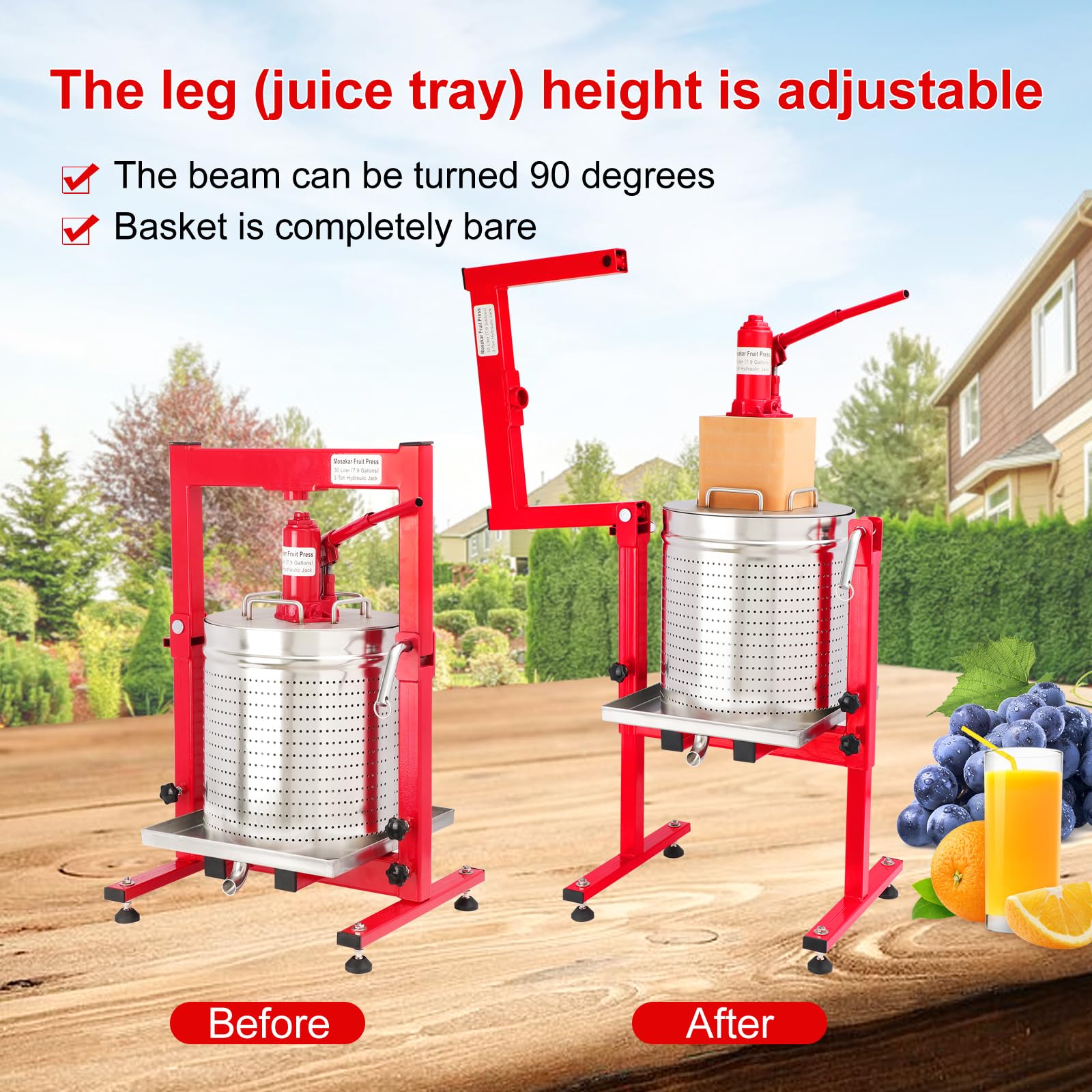 Amazon.com: 7.93 Gallon / 30L Hydraulic Fruit Cider Press and 550W
