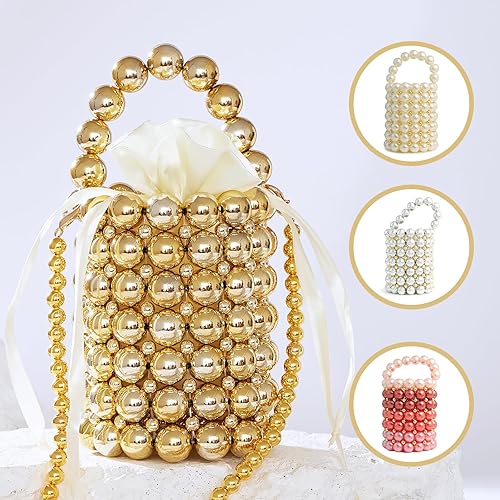 Miniatura 4 de White Pearl - Bolso cruzado con cuentas para mujer, bolso de noche, hecho a mano, con bolsa de polvo para banquete de boda