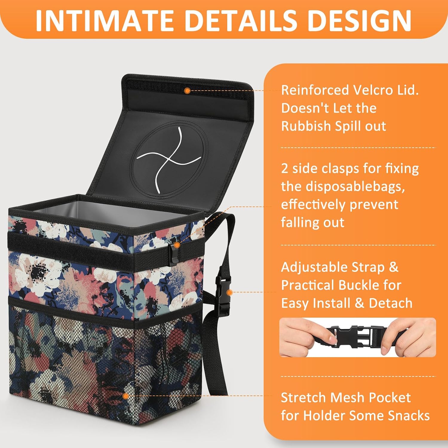 Vankor Car Trash Can with Lid Leak Proof Car Accessories for Women image 4