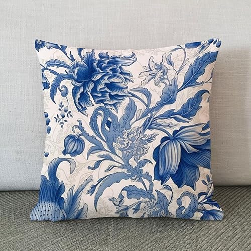 Miniatura 2 de Fundas de almohada estilo chinoiserie, color azul índigo y blanco, estilo chinoiserie, funda de cojín asiática, 20 x 20 pulgadas, funda de almohada