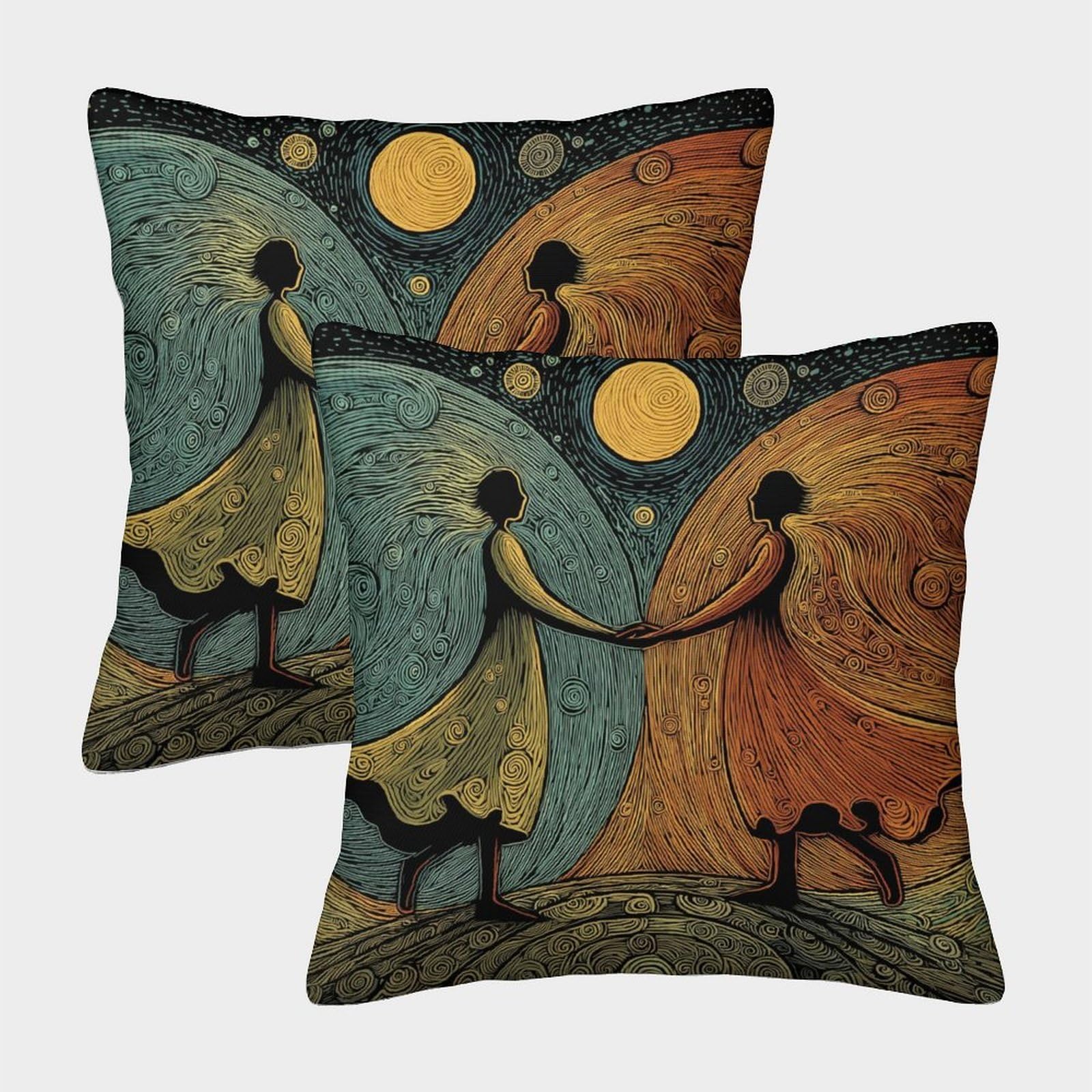 kaiyun 2 Pack Cosmic Theme, Sacred Geometric Shapes Pillow Case 45x45cm Throw Pillow Case,Modern Decoration Pattern for Terrace Sofa Bedroom Indoor Outdoor Party