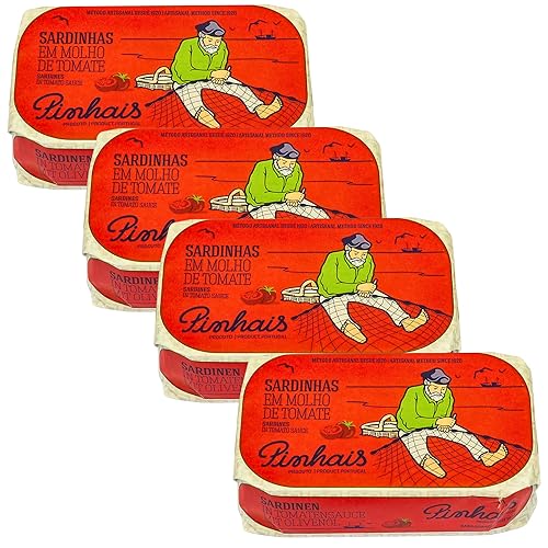 Pinhais Sardinas enlatadas en salsa de tomate, 4.4 oz (paquete de 4)