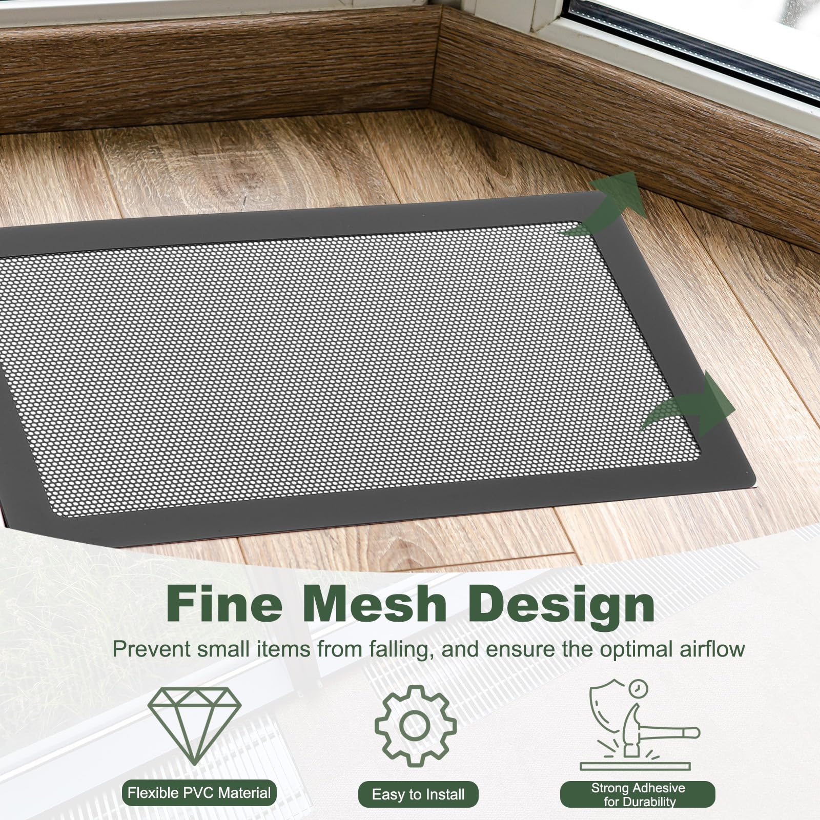 YOKIVE 4 Pcs Floor Vent Covers, Sticky Floor Register Cover PVC Mesh Air Vent Screen Filters, Great for Home Floor Wall - Image 4
