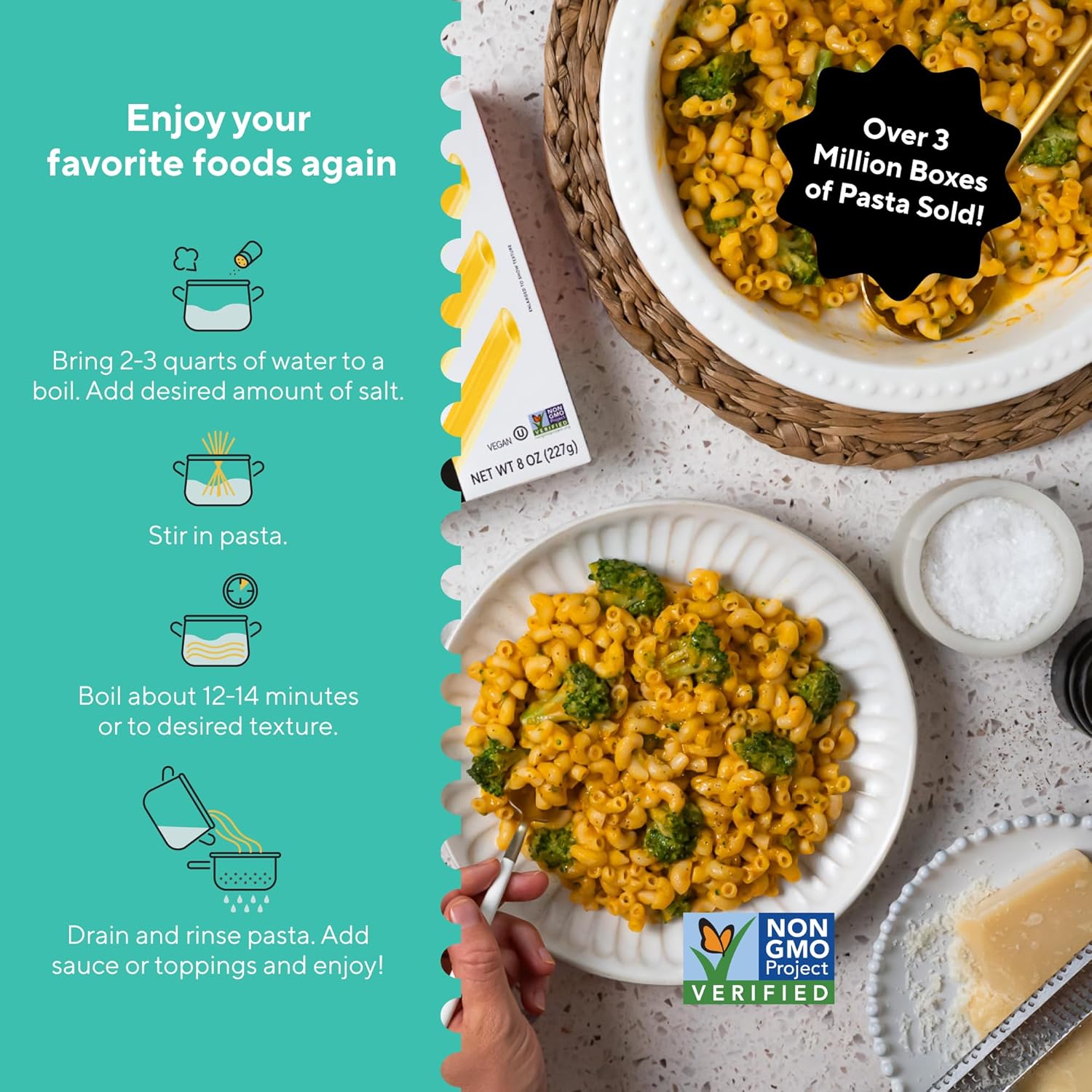 Fiber Gourmet Low Net Carb Pasta Elbow Macaroni - Keto Friendly, High Fiber, Low Calorie Italian Made Noodles - Vegan, Non-GMO, Kosher - 48% Fewer Calories Than Regular - 2 Pack