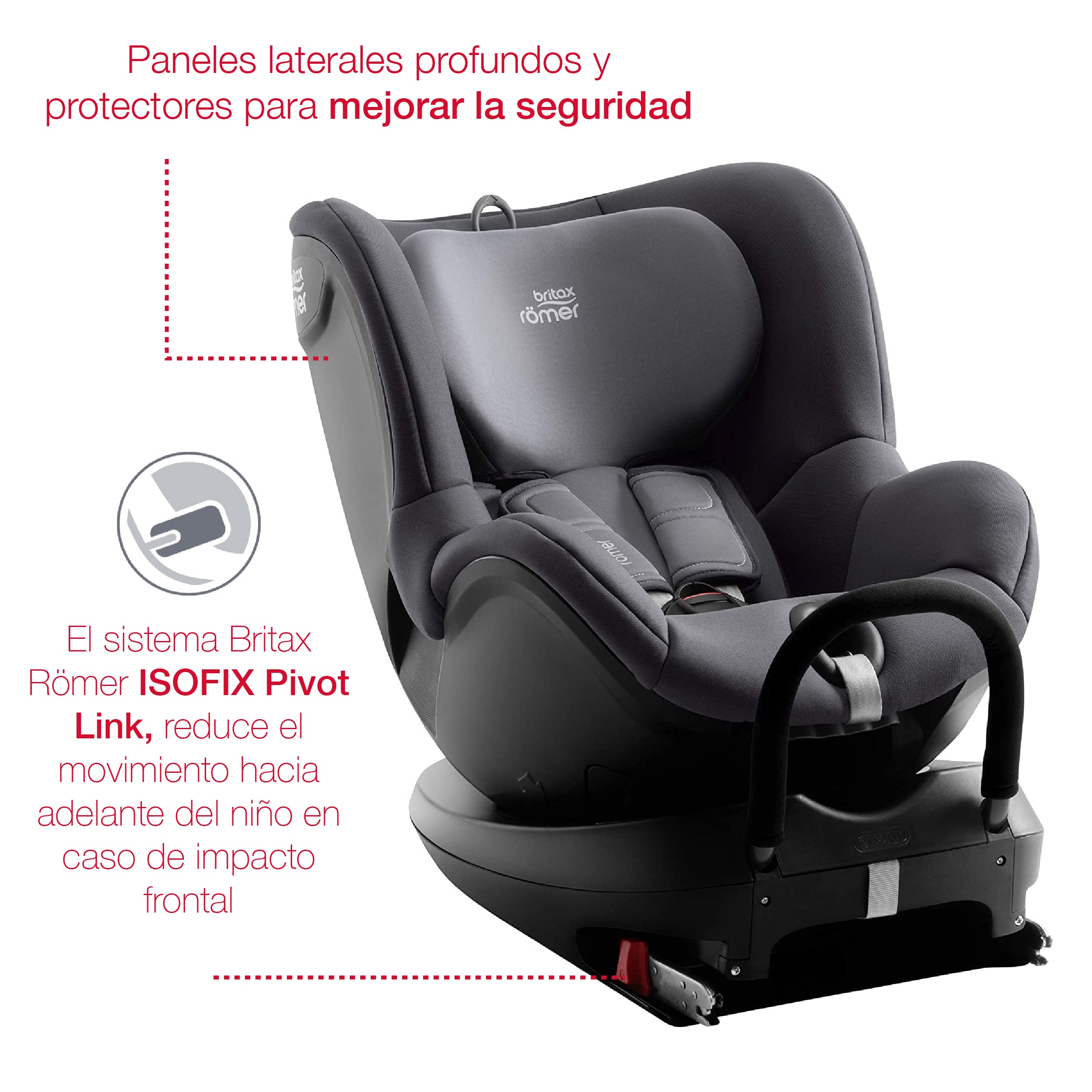 BRITAX RÖMER Silla Coche DUALFIX2 R Gira 360° y con Anclaje ISOFIX Niño de 0 a 18 kg Grupo 0+/1 desde el Nacimiento hasta los 4 Años, Storm Grey