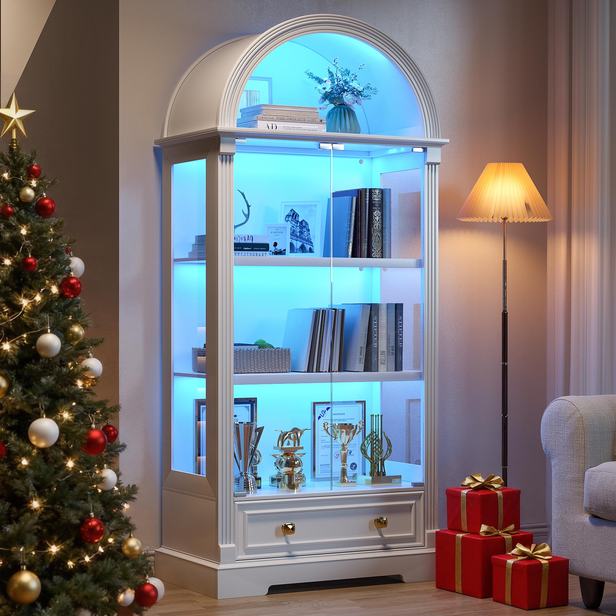 Amazon.com - Dystler Lighted Display Cabinet with Glass Doors, 72