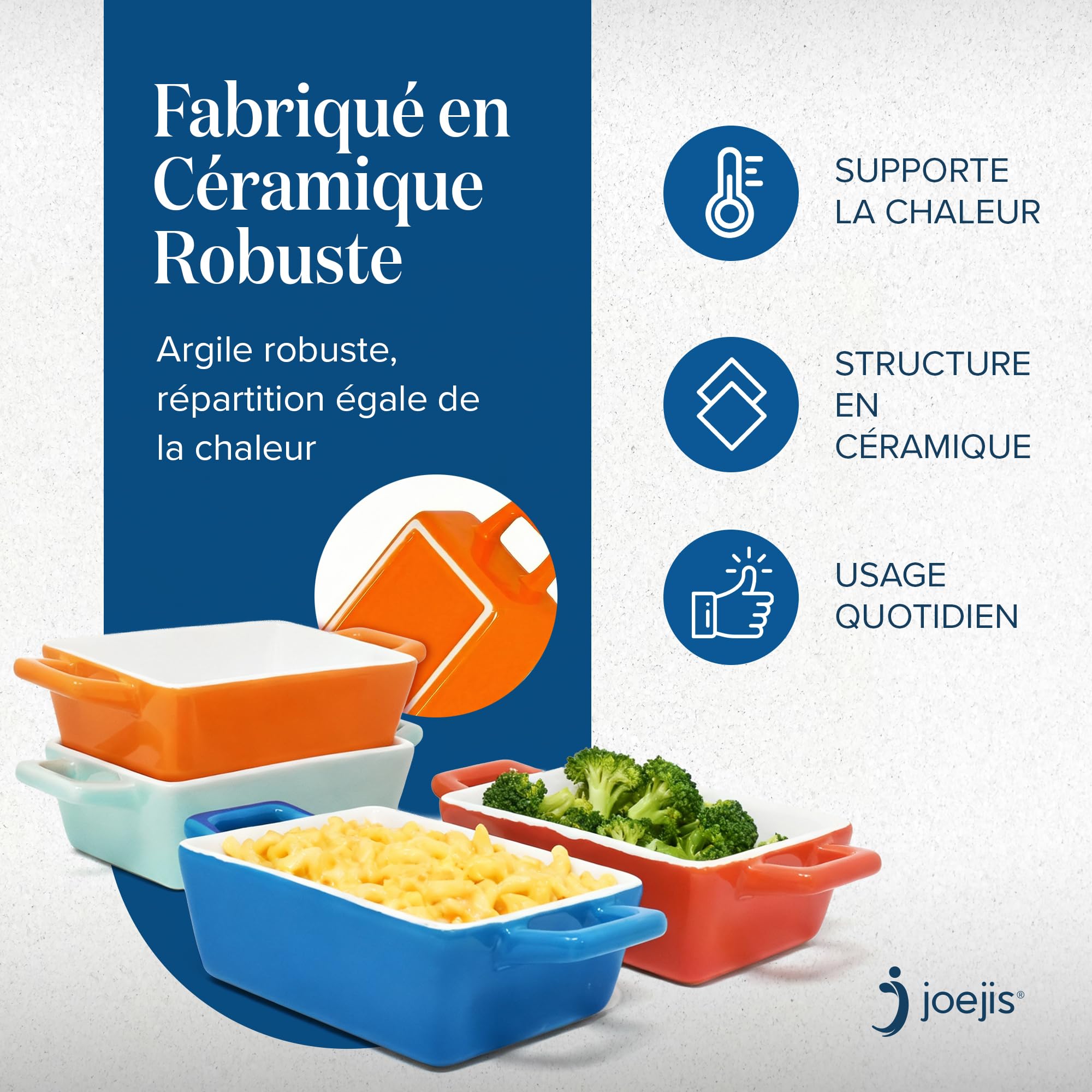 Joeji’s Kitchen Lot de 4 Plat à Gratin Individuel en Céramique – Petit Plat Four Durable pour Lasagnes, Hachis & Crumbles – Mini Cocotte Individuelle Rectangulaire (325 ml)