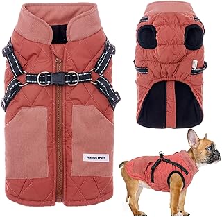 Dog Coat Dog Jackets with Harness, Winter Warm Jacket Windproof Pet Clothes with Pocket Design Snowsuit Dog Jackets for Small Medium Dogs (Red, M) product image