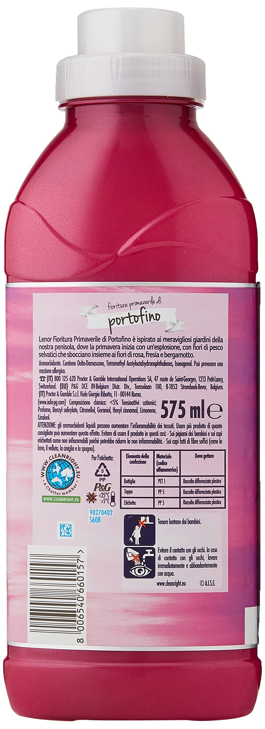 LENOR Suavizante para lavadora concentrado, 200 lavados (8 x 25), Portofino