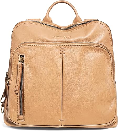 American Leather Co. - Mochila mediana Cleveland - altamente funcional y muy a la moda, Anacardo liso