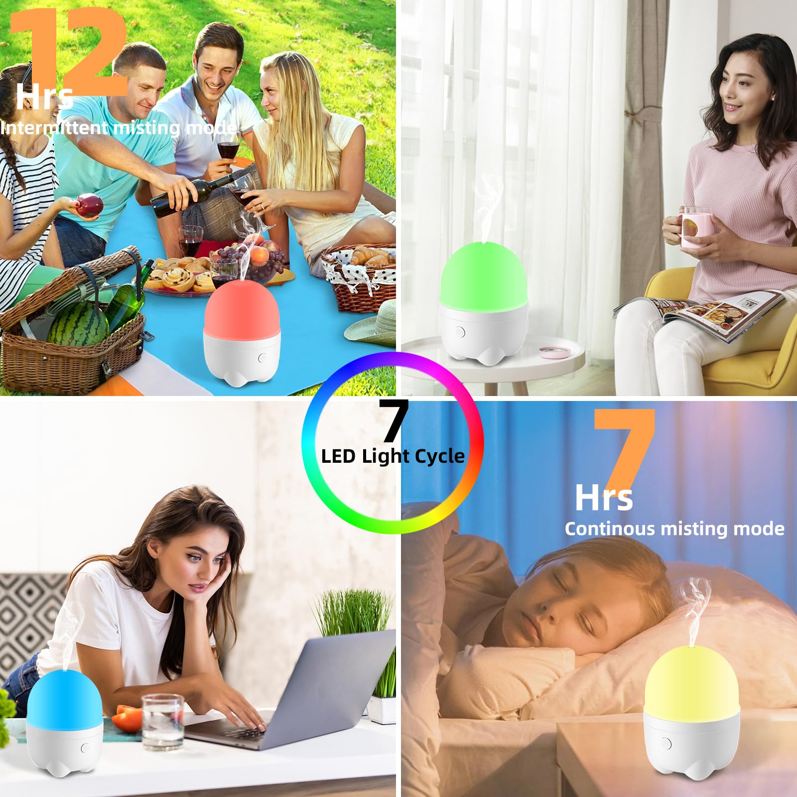 Diffusore ricaricabile senza fili per oli essenziali, a batteria e senza fili, diffusore di aromi USB, mini diffusore portatile per aromaterapia (150 ml).