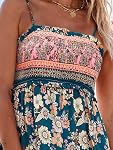 CUPSHE Maxi Robe Ditsy Floral Moussed Summer Sundress Sans manches Spaghetti Ruffled Robe formelle longue plage pour femme