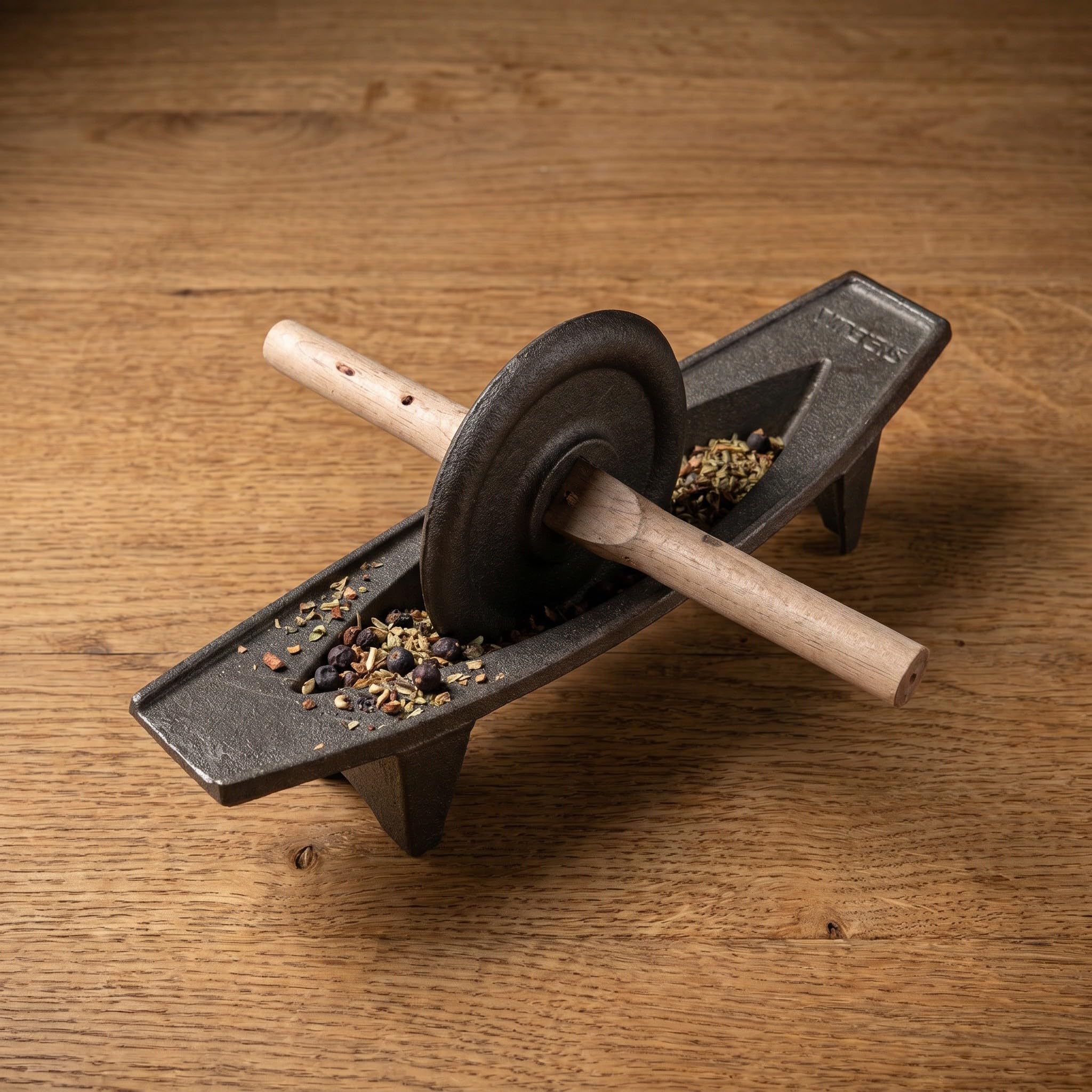 1 juego de mortero y tradicionales chinos - Molinillo manual de rueda para té, frijoles, ajo y condimentos - Molinillo de cocina para condimentos con mango