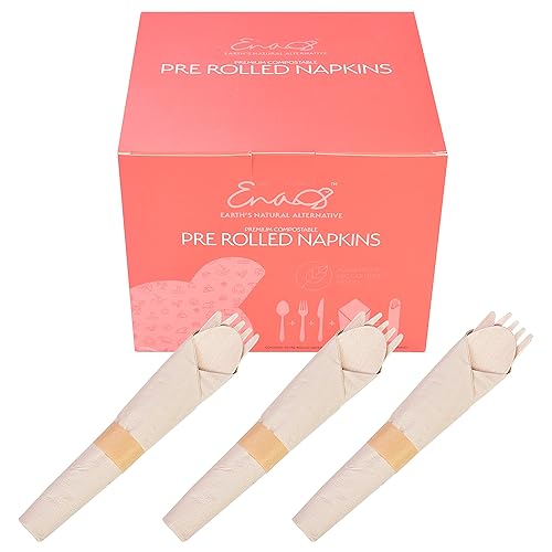 100% Compostable Cutlery Set [50 sets] Camping Utensil Set Include