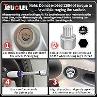 Vista 5 de Llave de tuerca de bloqueo de rueda de 11/15PT compatible con BMW, adaptador de tuerca de bloqueo de rueda, herramienta de extracción de orejetas