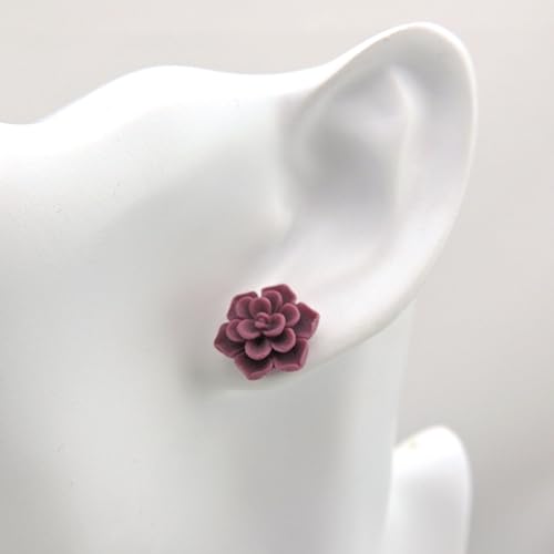 Vista 59 de Hypoallergenic Succulent Earrings for Sensitive Ears (Blue/Grey, Pure Titanium)