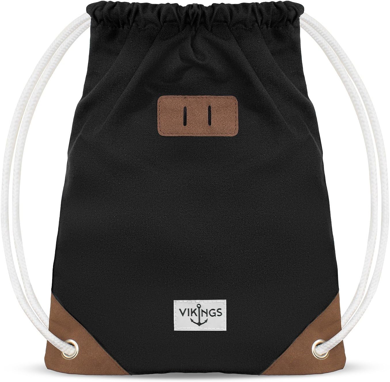 Gym Bag Sack Cotton Sports Bag Women Men Children, Farbe Turnbeutel:Black