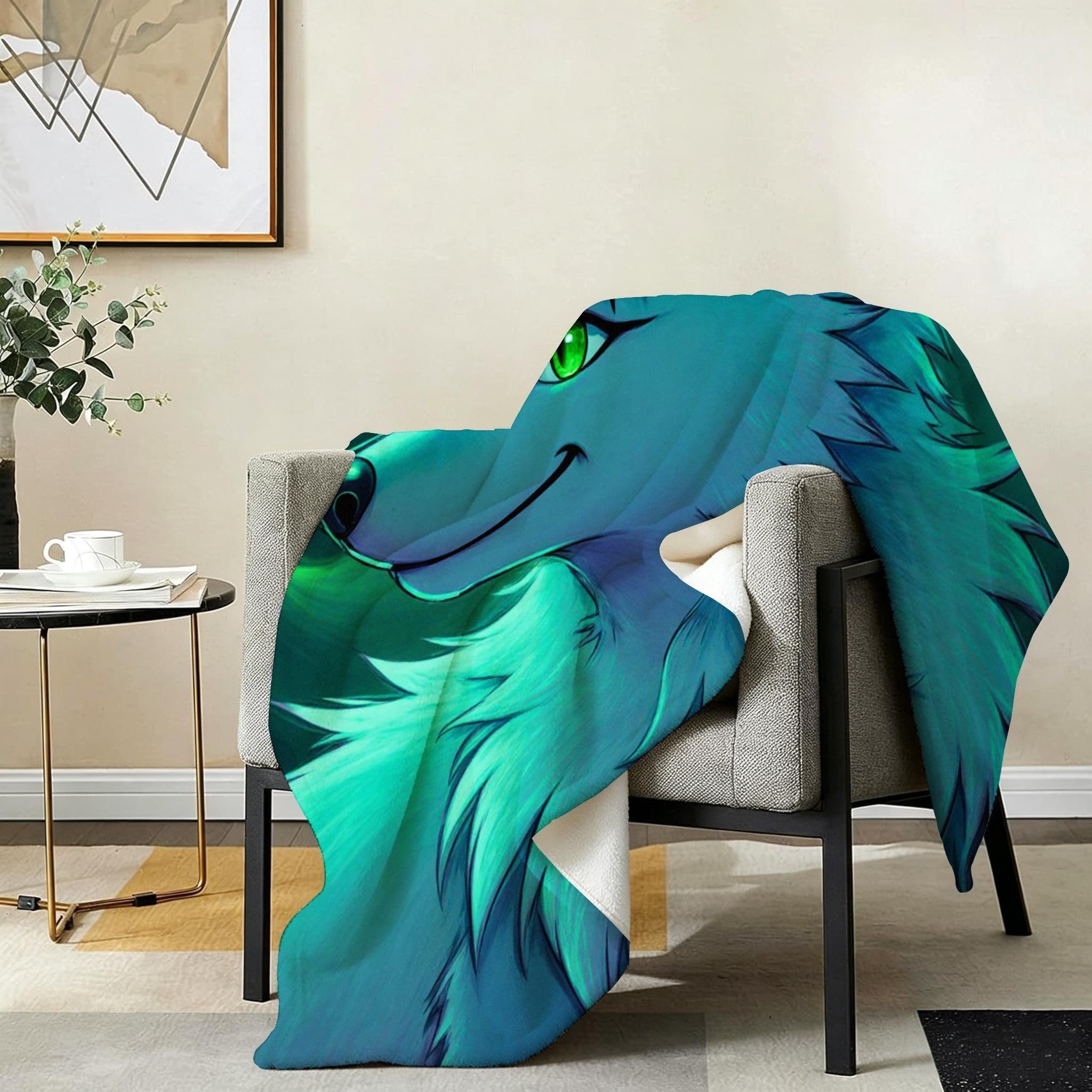 Manta para Sofá 240x260 cm Lobo de Dibujos Animados, Manta de Franela Extra Grande Premium, Ligera y Antiarrugas, Multiusos para Sofá, Picnic, Uso Doméstico y Exterior, AW4338
