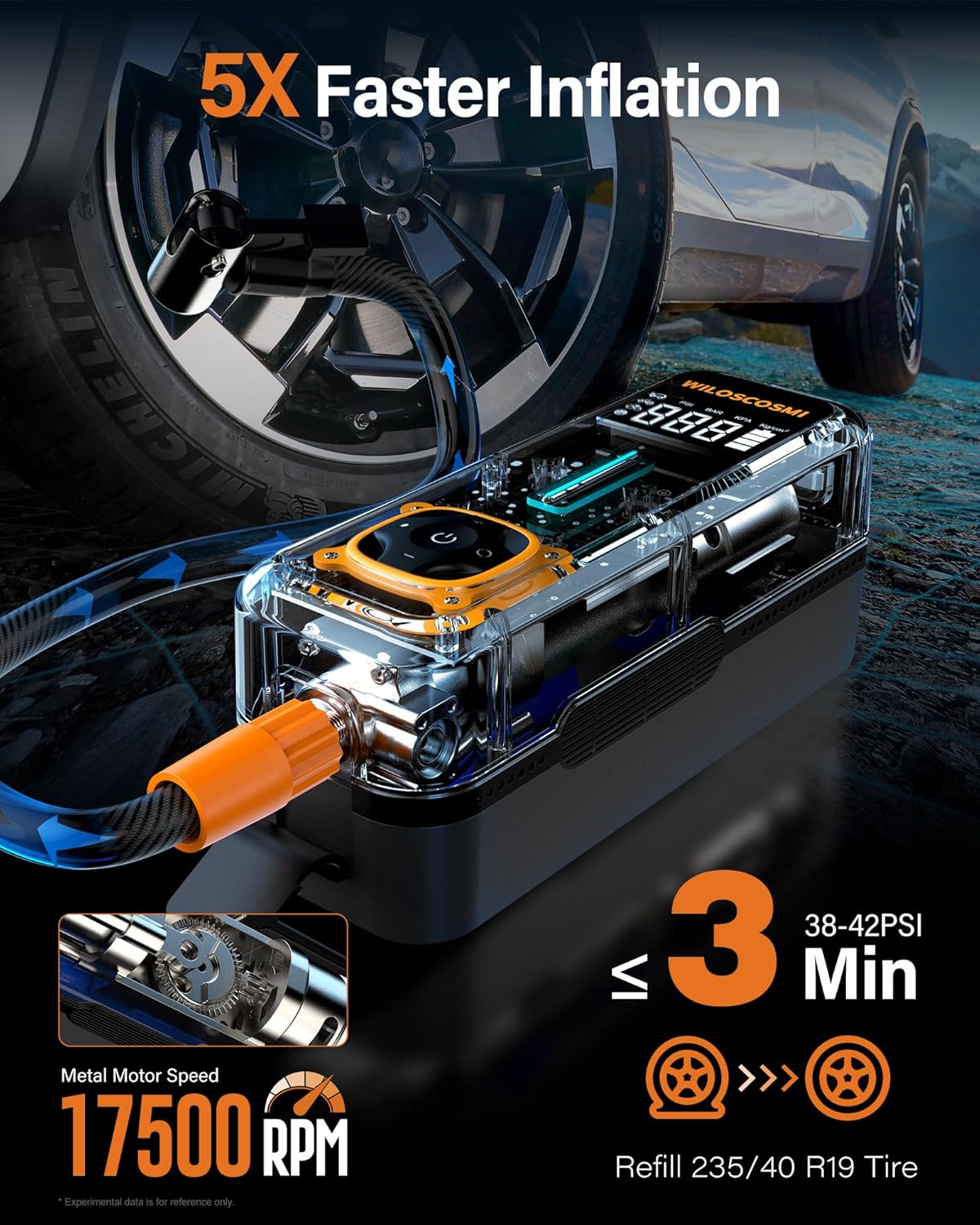 Tire Inflator Portable Air Compressor,Air Pump for Car Tires - 150PSI 5X Faster with Pressure Gauge & Auto Shut Off,Cordless Tire Inflator for Car,Bike,Motorcycle,Truck(Deluxe Carry Case)