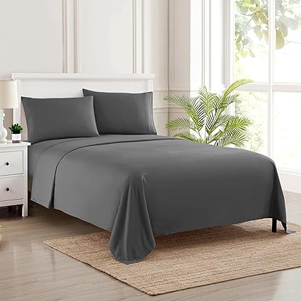 King Size Sheets - Breathable Luxury Bed Sheets with Full Elastic & Secure Corner Straps Built In - 1800 Supreme Collection Extra Soft Deep Pocket Bedding, Sheet Set, EXTRA DEEP pocket - King, Gray