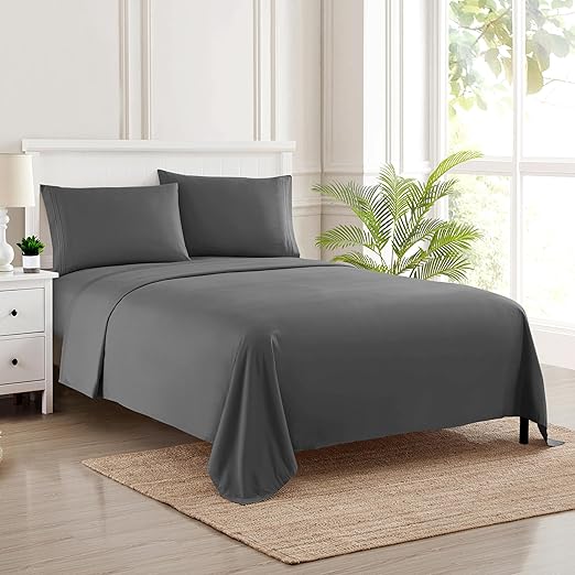 King Size Sheets - Breathable Luxury Bed Sheets with Full Elastic & Secure Corner Straps Built In - 1800 Supreme Collection Extra Soft Deep Pocket Bedding, Sheet Set, EXTRA DEEP pocket - King, Gray