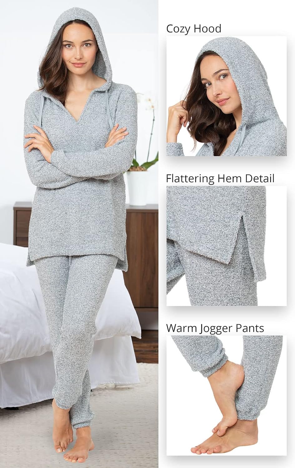 PajamaGram Fuzzy Pajamas For Women - Snuggle Fleece PJ Set For Women - Image 4