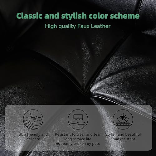 Miniatura 5 de Opoiar Sofá cama futón covertible de 71 pulgadas de largo, sofá futón de piel sintética, sofá biplaza moderno de espuma viscoelástica, sofá pequeño