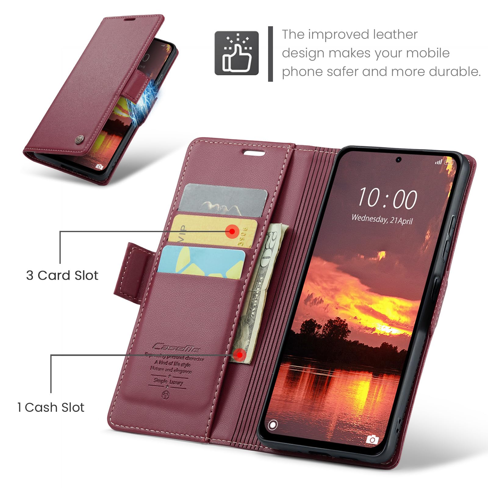 SineOrdo Coque Livre Portefeuille Pour Xiaomi Redmi Note 14 5G - Étui Cuir Synthétique Noir - Rabat Magnétique - Emplacements Cartes - Fonction Support