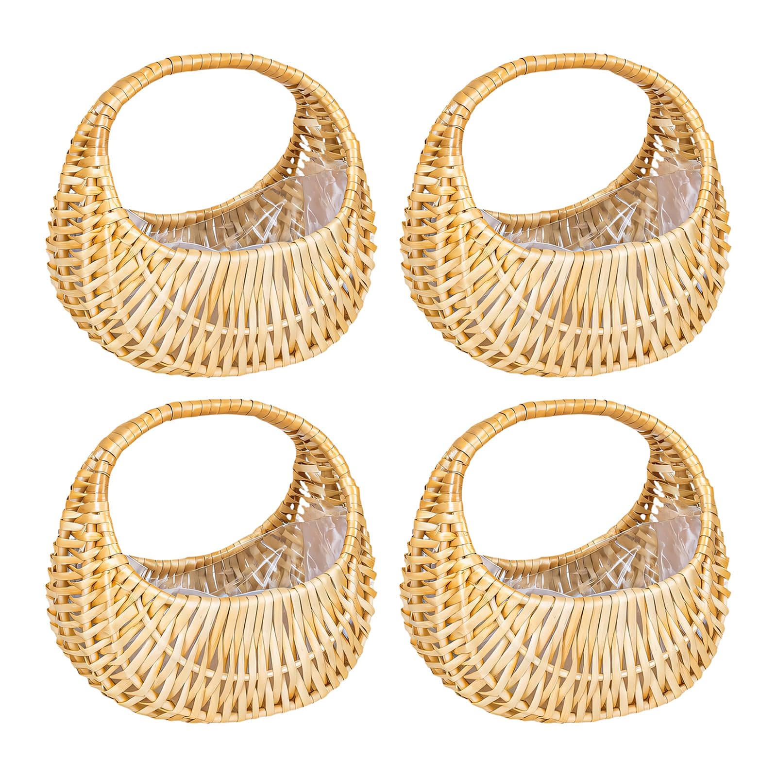 ZEPFJHE Artisanal Handwoven Rattan Crescents Shape Basket Multipurpose Household Storage Container Multipurpose Planner Basket