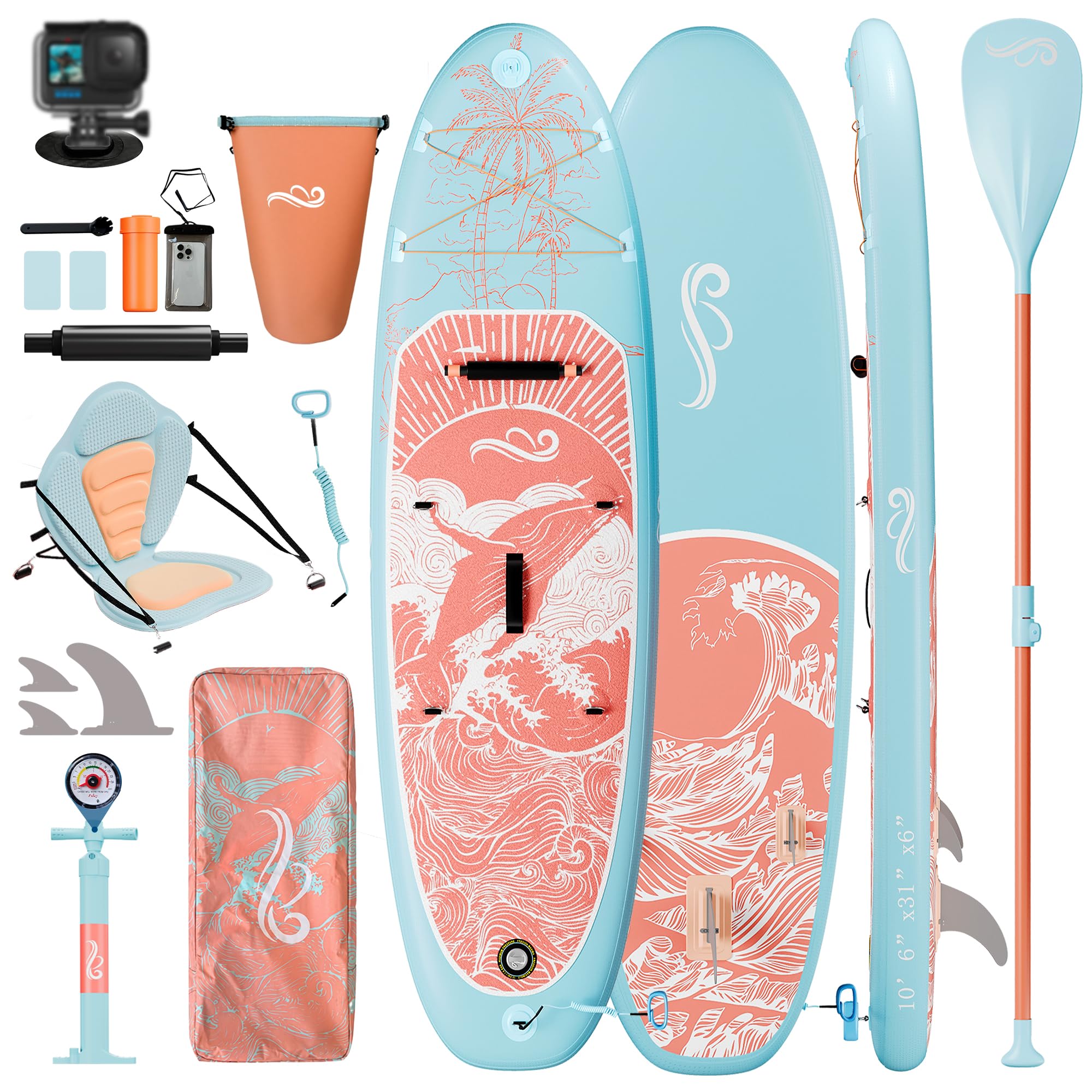 JUMMICO Tavola gonfiabile Stand Up Paddling Board SUP Board Design unico stabile e rapido gonfiaggio completo con zaino